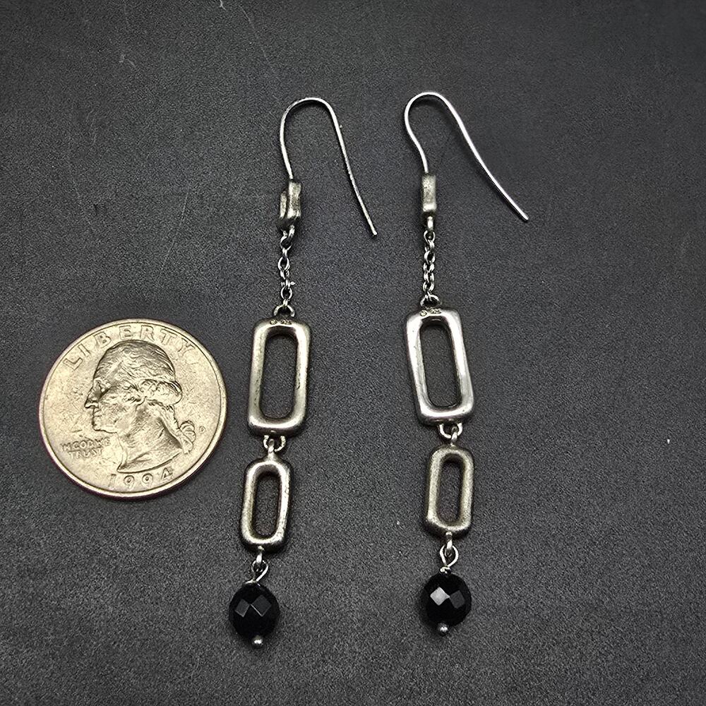 Sterling Silver Rectangle Dangle Drop Earrings 92… - image 4